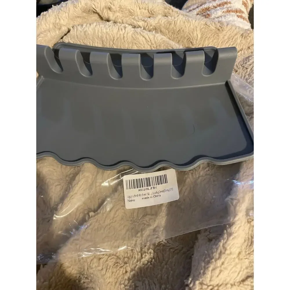 Grey Silicone Utensil Rest in Spoon Rests by Cooler Kitchen Spoon Holder